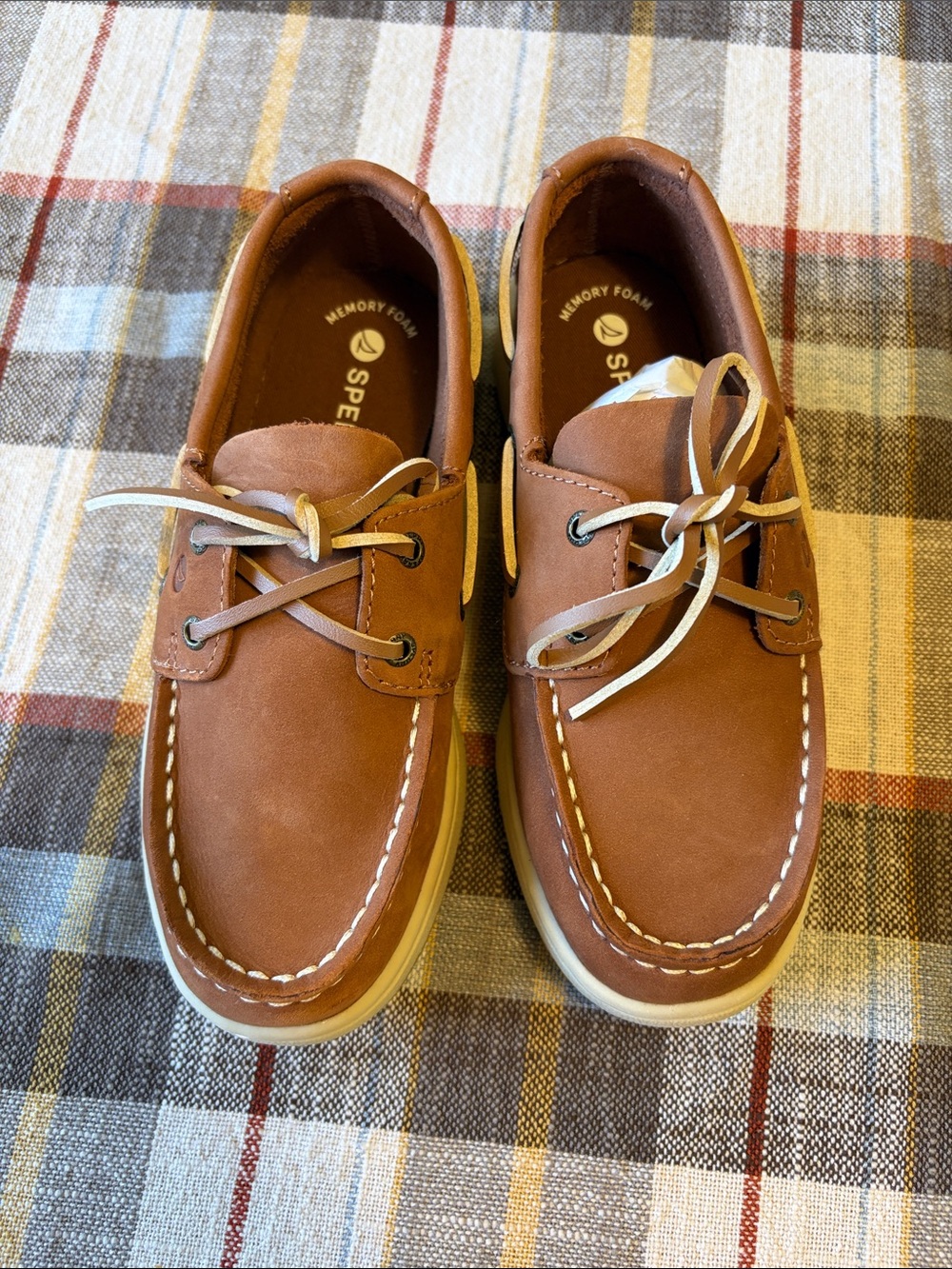 Sperry Kids Tan/Brown Leather Moccasin Boat Shoes